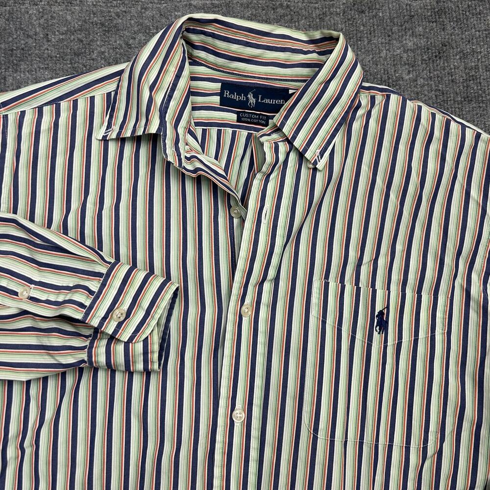 Ralph Lauren Custom Fit Men's Shirt Size M Multi Stripe Long Sleeve 100% Cotton